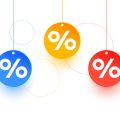 hanging style percentage icon background design for calculating commission vector