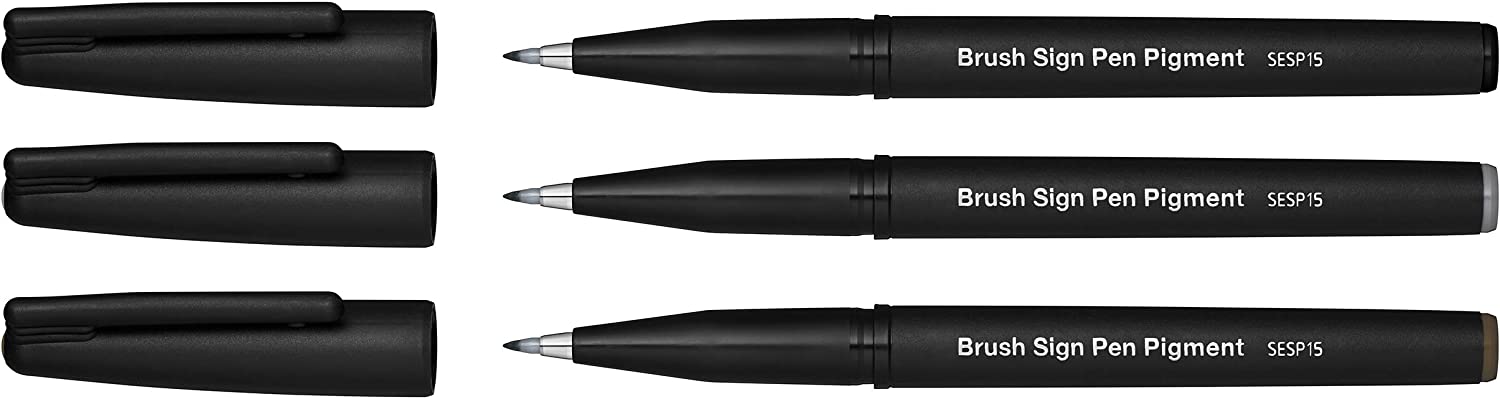12459-01.jpg Пигментна писалка Pentel SESP15 Brush Sign Pen - Image 1