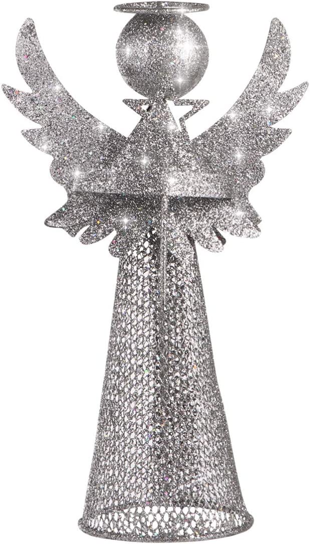 13367-01.jpg Сребърна декорация за коледна елха Amosfun Angel Christmas - Image 1