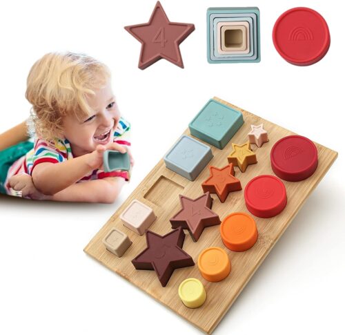 Бебешки меки играчки за подреждане на блокчета Nesting Shape Sorter Let's make