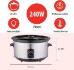 Alpina Slow Cooker - 3,5 литра - Керамичен вътрешен съд - 3 степени на топлина - Неръждаема стомана - Image 4