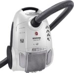 Прахосмукачка Hoover TE70 TE66 Telios Plus с торба, маневрена връзка за маркуч на 360°, бяла
