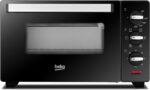 Beko - BMOF19B - Електрическа фурна, Готвене с вентилатор, 19 литра, 1380 W, 3 функции, 60 минути таймер, температура до 220° - черна, 47,4 x 28,3 x 28,3 cm, 6,5 kg Превъртете върху изображението, за да го увеличите Beko - BMOF19B - Електрическа фурна, Готвене с вентилатор