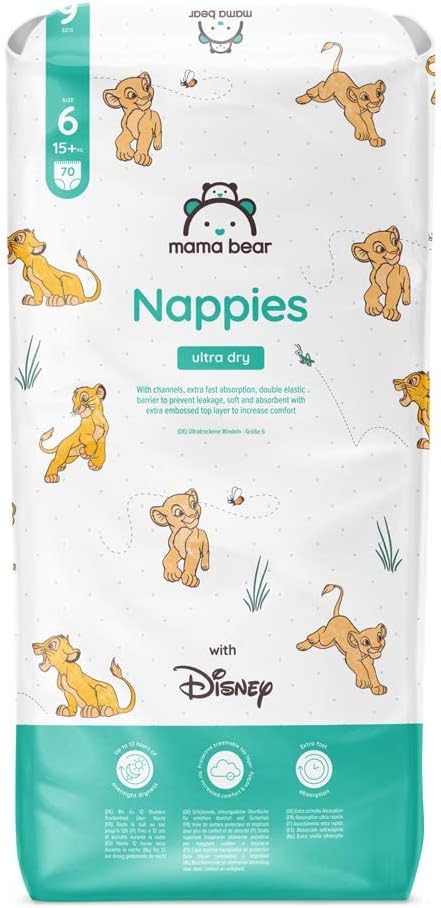 51cic70udzl._ac_sx679_.jpg Пелени Mama Bear Disney Ultra Dry пелени, размер 6 (15+ кг), 70 броя, бели - Image 1