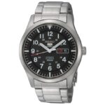 Мъжки часовник Seiko 5 Automatic с черен циферблат и неръждаема стомана SNZG13K1 - Image 2