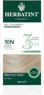 Herbatint 3Dose Permanent Colour Gel 300 ml – 10N Platinum Blonde, без амоняк, за чувствителна кожа, 100% покритие на бяла коса, с 8 органични натурални екстракта - Image 4