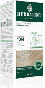 Herbatint 3Dose Permanent Colour Gel 300 ml – 10N Platinum Blonde, без амоняк, за чувствителна кожа, 100% покритие на бяла коса, с 8 органични натурални екстракта