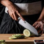Нож от японска високовъглеродна стомана 10Cr15Mov Нож SHAN ZU Santoku 18 см - Image 3