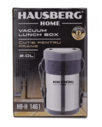 Термос за храна Hausberg HB H-1461, 2 литра, 3 отделни съда, Двойна стена, Инокс - Image 5