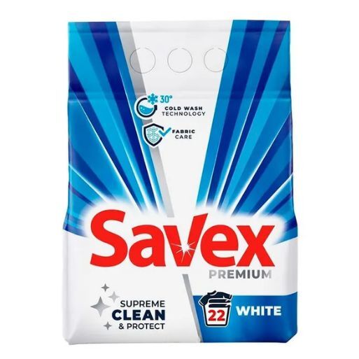 untitled-2026-06-24t163320.776 (1) Savex Premium Supreme Clean & Protect White Прах за пране на бели тъкани 1.8 кг / 22 пр - Image 1